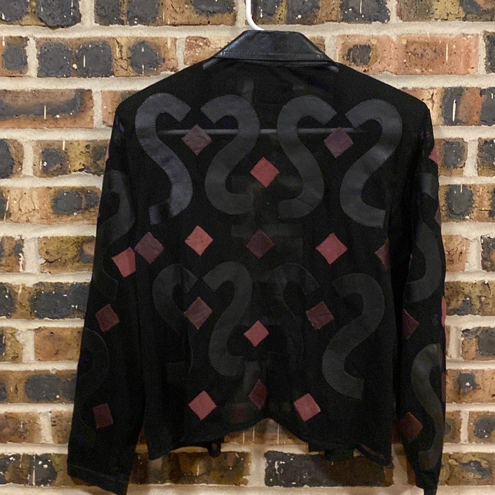 Vintage Stillman Studio NY genuine leather patch mesh jacket, W’s S